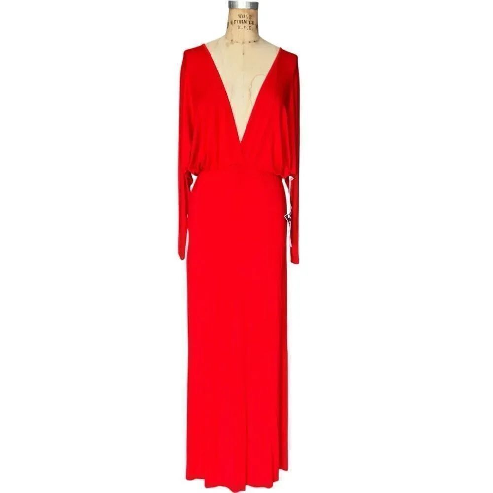 Young Fabulous & Broke Red Deep V Neck Maxi Dress XS